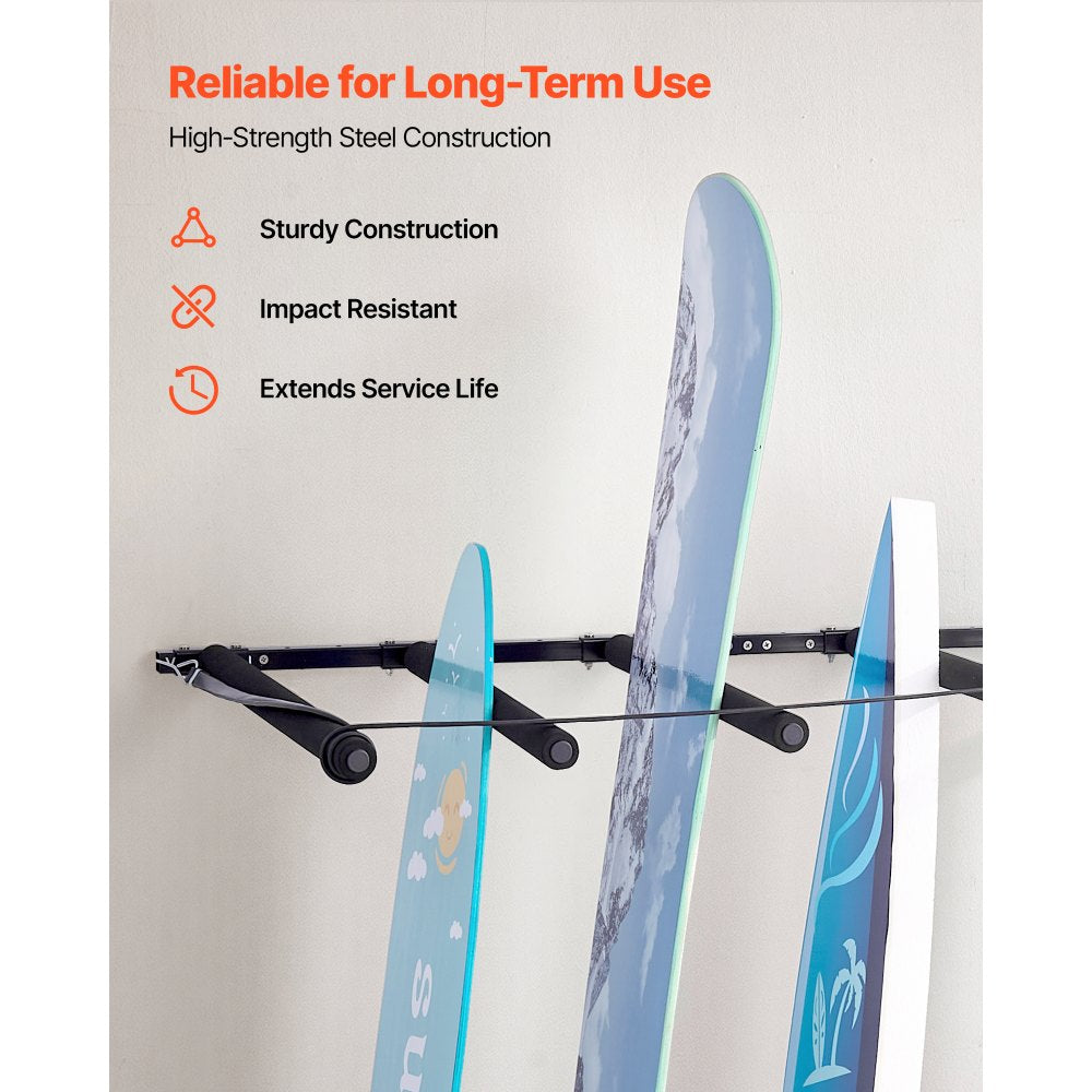 Surfboard Wall Mount 5 Tiers Vertical Surfboard Rack for Storage & Display