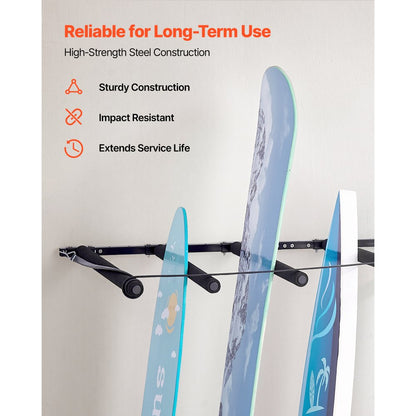 Surfboard Wall Mount 5 Tiers Vertical Surfboard Rack for Storage & Display