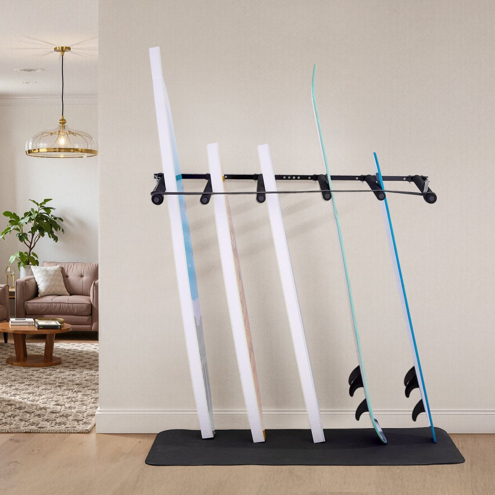 Surfboard Wall Mount 5 Tiers Vertical Surfboard Rack for Storage & Display