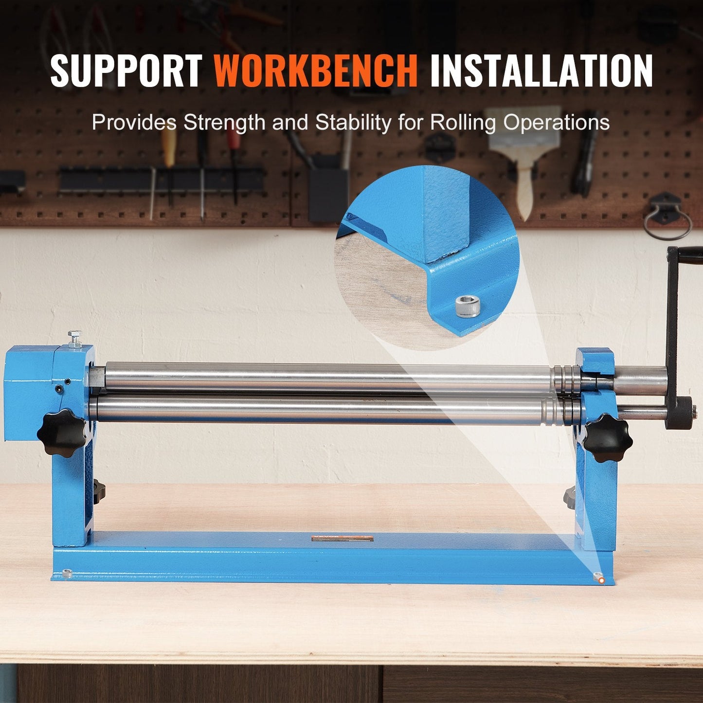 24"x16 Gauge Metal Slip Roller, 610mm Roller, Built-in Gear Guard, Blue