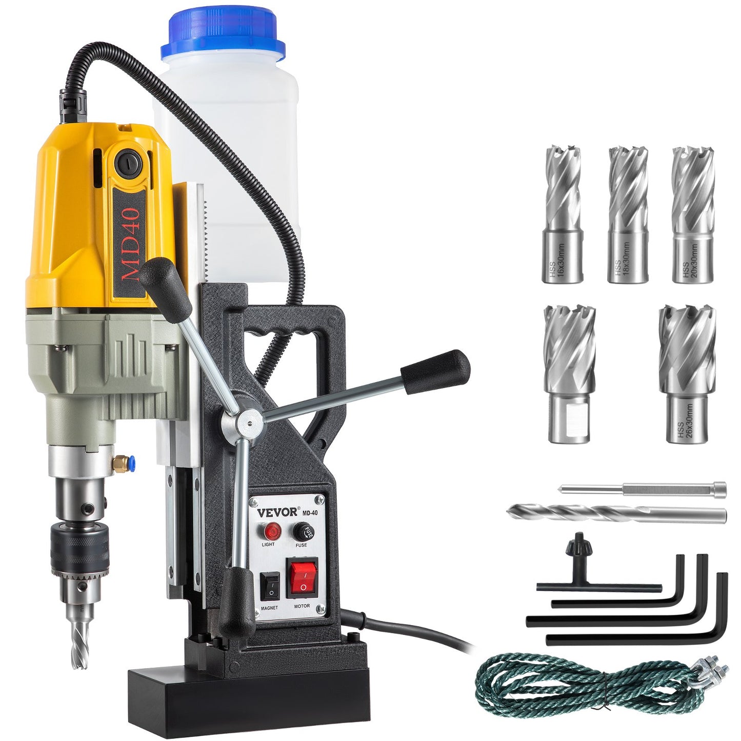 VEVOR Magnetic Drill, 1100W 1.57" Boring Diameter, 2697lbf/12000N Portable Electric