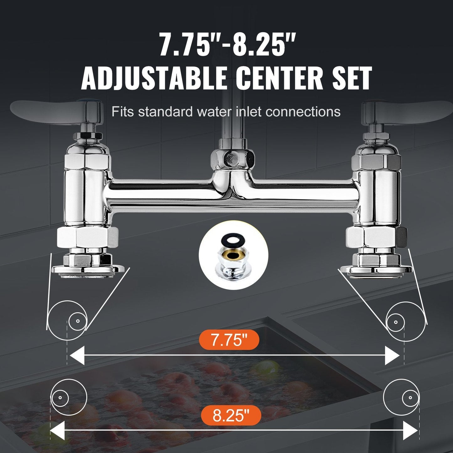 Commercial Kitchen Faucet with Pre-Rinse Sprayer, 0.66m Tall, Dual Mode Spray