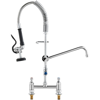 VEVOR Commercial Faucet with Pre-Rinse Sprayer, 26" Height, 8" Center, 12" Swing