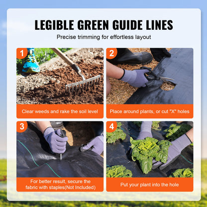 VEVOR 13FTx108FT Premium Heavy Duty Weed Barrier Landscape Fabric, 5OZ Woven Geotextile