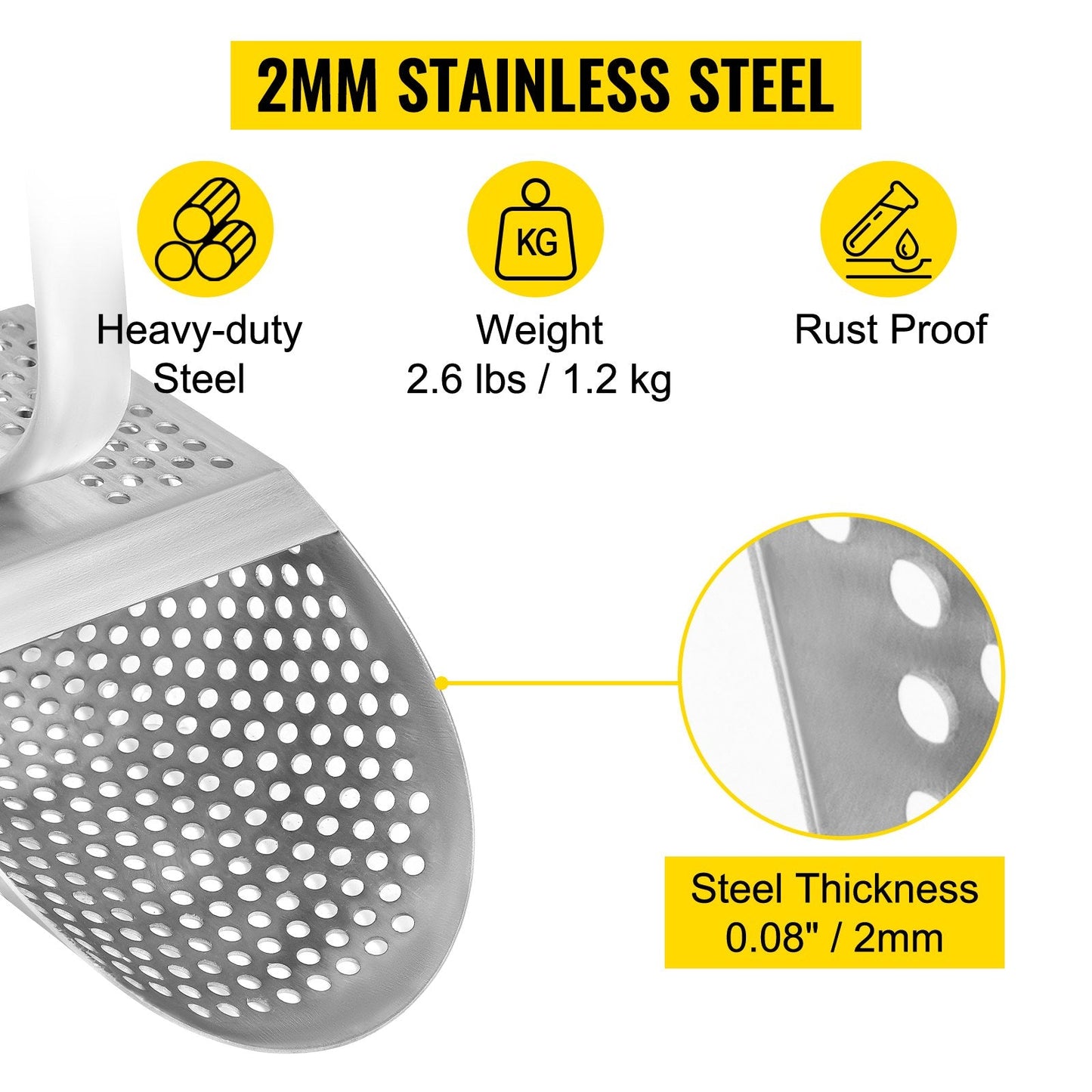 Stainless Steel Metal Detector Sand Scoop with 0.62 m Handle for Treasure Hunting