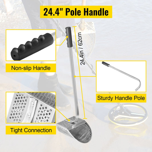 Stainless Steel Metal Detector Sand Scoop with 0.62 m Handle for Treasure Hunting