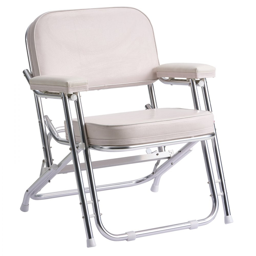 VEVOR Folding Deck Chair Boat Seat with Aluminum Alloy Frame Non-slip Foot Pads