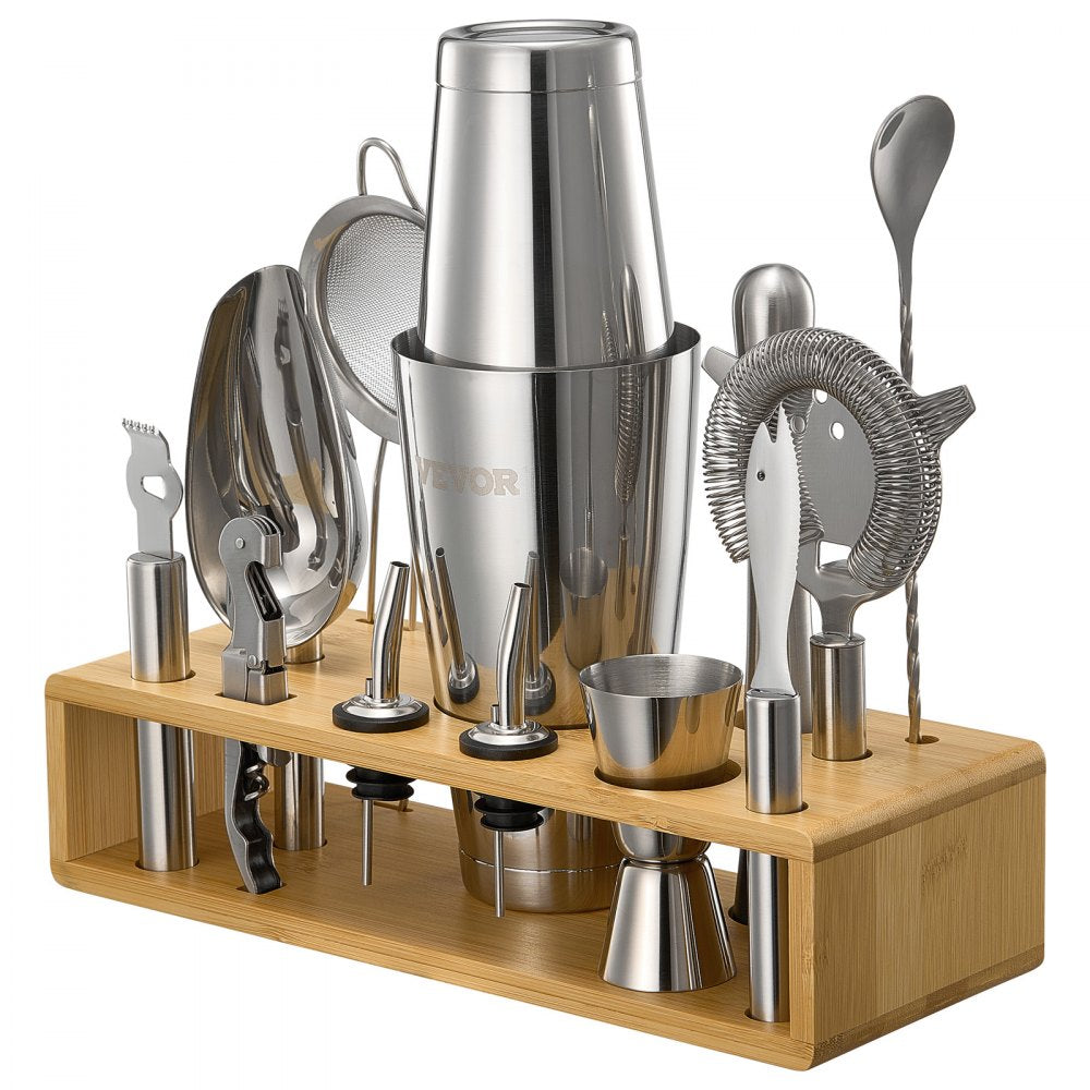 VEVOR Cocktail Shaker Set 13 Pcs Bartender Kit Stainless Steel Bar Tools Silver