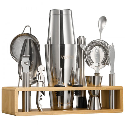 VEVOR Cocktail Shaker Set 13 Pcs Bartender Kit Stainless Steel Bar Tools Silver