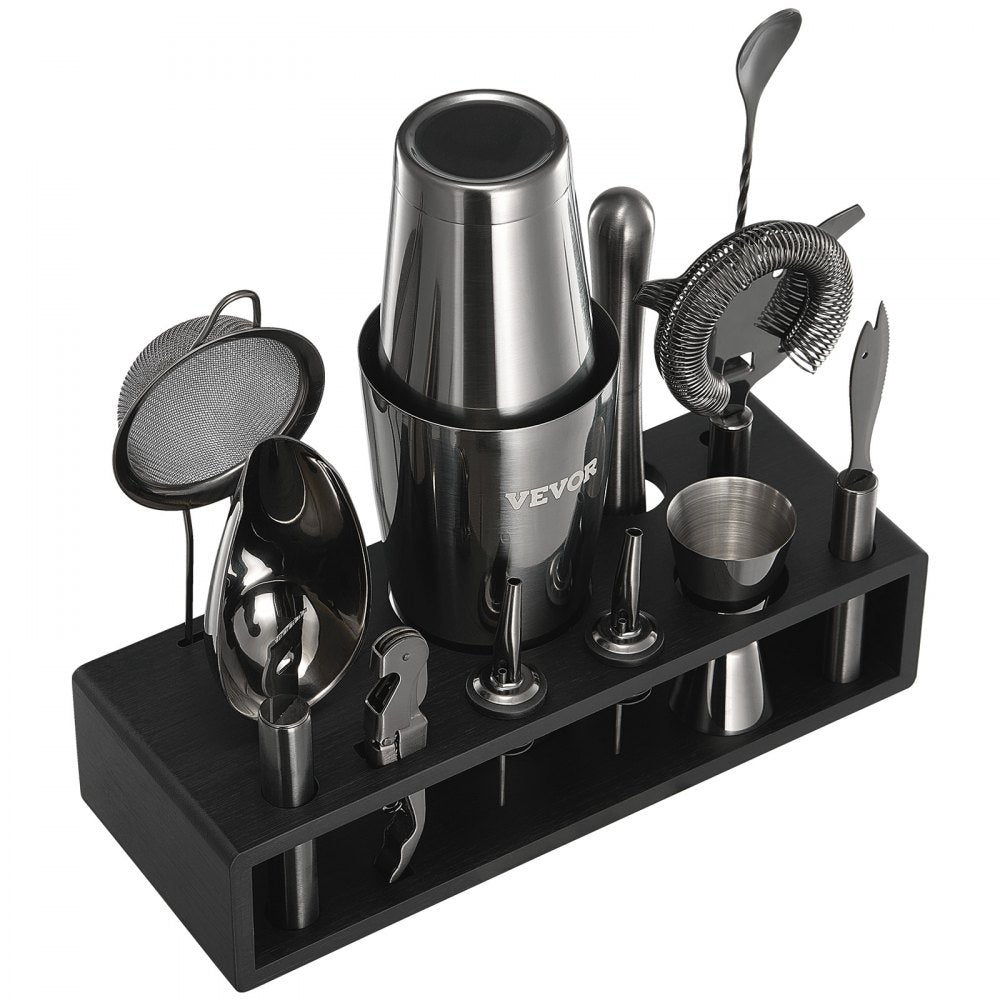 VEVOR Cocktail Shaker Set 13Pcs Bartender Kit Stainless Steel Bar Tools Gunmetal
