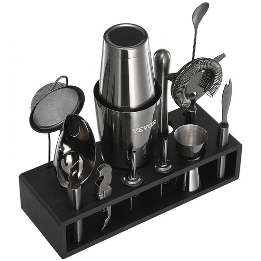 VEVOR Cocktail Shaker Set 13Pcs Bartender Kit Stainless Steel Bar Tools Gunmetal