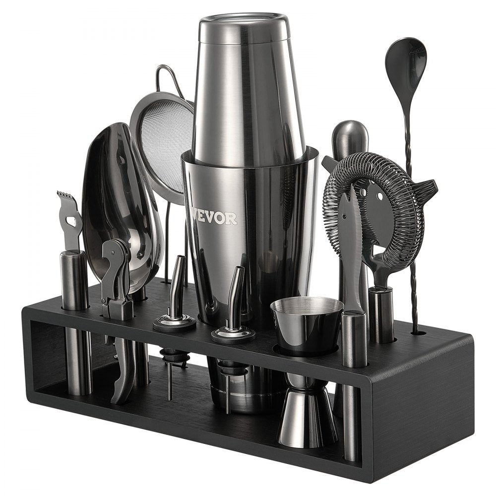 VEVOR Cocktail Shaker Set 13Pcs Bartender Kit Stainless Steel Bar Tools Gunmetal