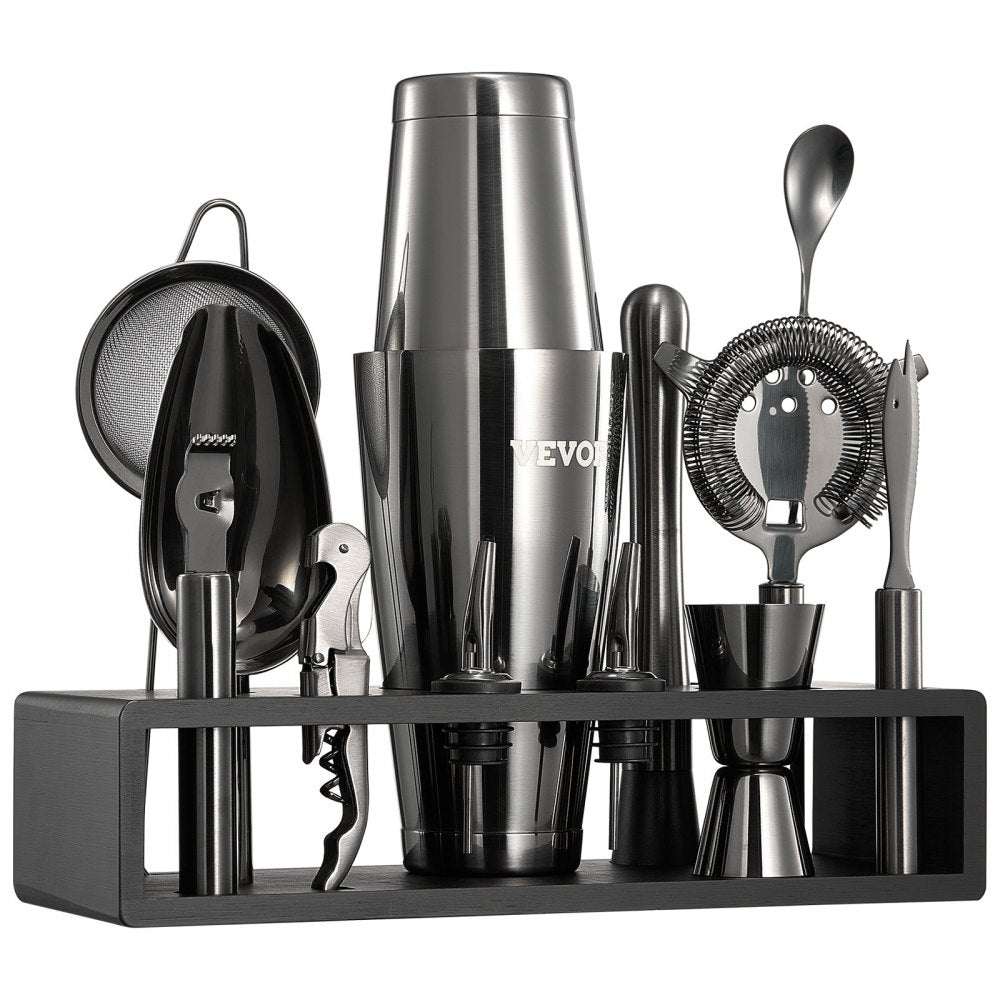 VEVOR Cocktail Shaker Set 13Pcs Bartender Kit Stainless Steel Bar Tools Gunmetal