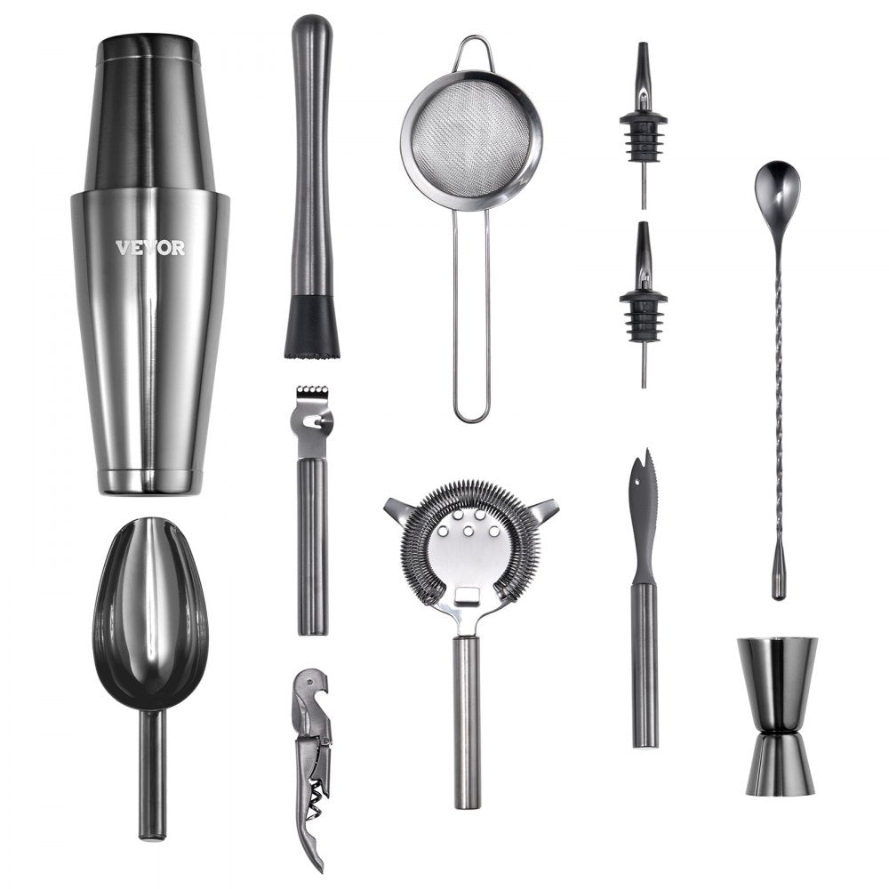 VEVOR Cocktail Shaker Set 13Pcs Bartender Kit Stainless Steel Bar Tools Gunmetal