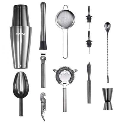VEVOR Cocktail Shaker Set 13Pcs Bartender Kit Stainless Steel Bar Tools Gunmetal