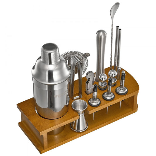 VEVOR Cocktail Shaker Set 18 Pcs Bartender Kit Stainless Steel Bar Tools Silver