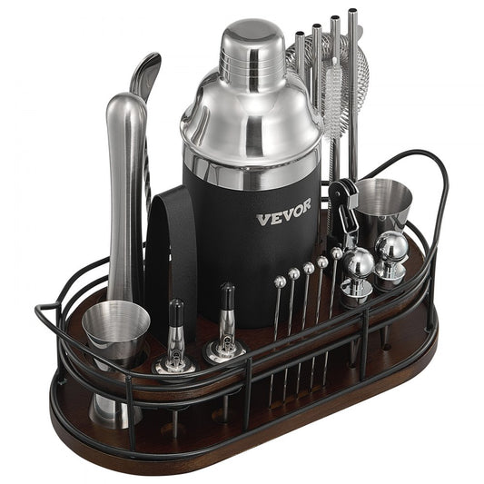 VEVOR Cocktail Shaker Set 23 Pcs Bartender Kit Stainless Steel Bar Tools Silver