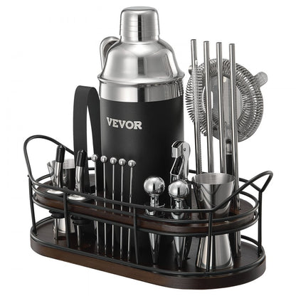 VEVOR Cocktail Shaker Set 23 Pcs Bartender Kit Stainless Steel Bar Tools Silver