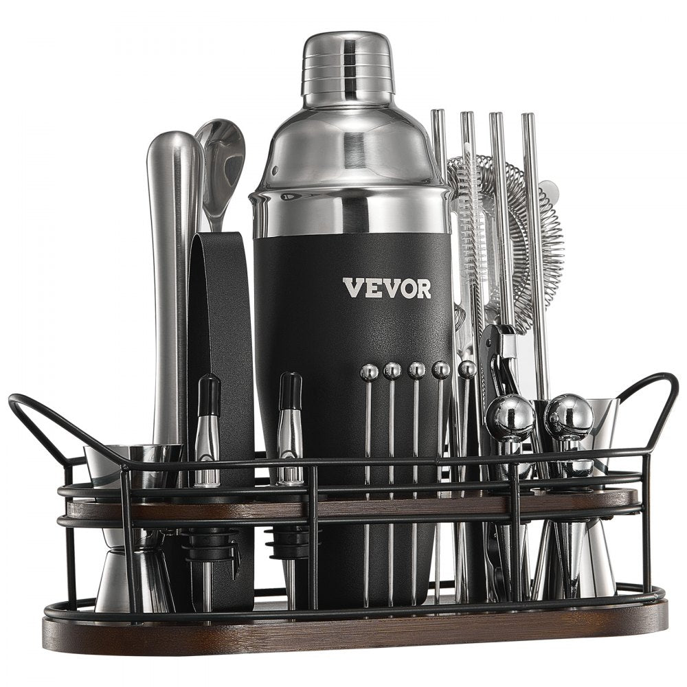 VEVOR Cocktail Shaker Set 23 Pcs Bartender Kit Stainless Steel Bar Tools Silver