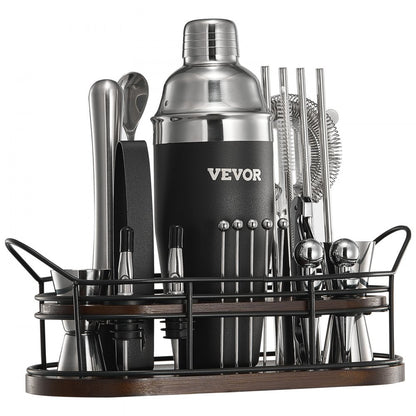 VEVOR Cocktail Shaker Set 23 Pcs Bartender Kit Stainless Steel Bar Tools Silver