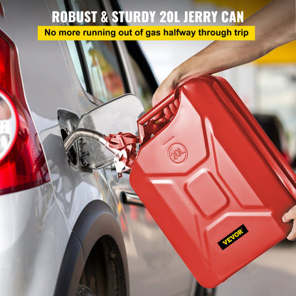 VEVOR Jerry Fuel Can, 20 L Portable Jerry Gas Can with Flexible Spout System, Rustproof