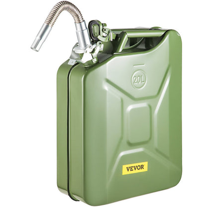20L Green Steel Jerry Can with Flexible Spout - Rustproof & Heat-Resistant