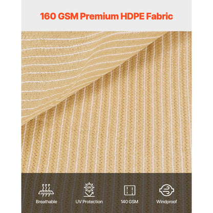 VEVOR 90% Sun Shade Cloth Privacy Screen 366 x 610 cm for Patio Garden (Beige)