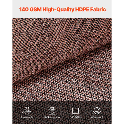 VEVOR 90% Sun Shade Cloth Privacy Screen 244 x 366 cm for Patio Garden (Brown)