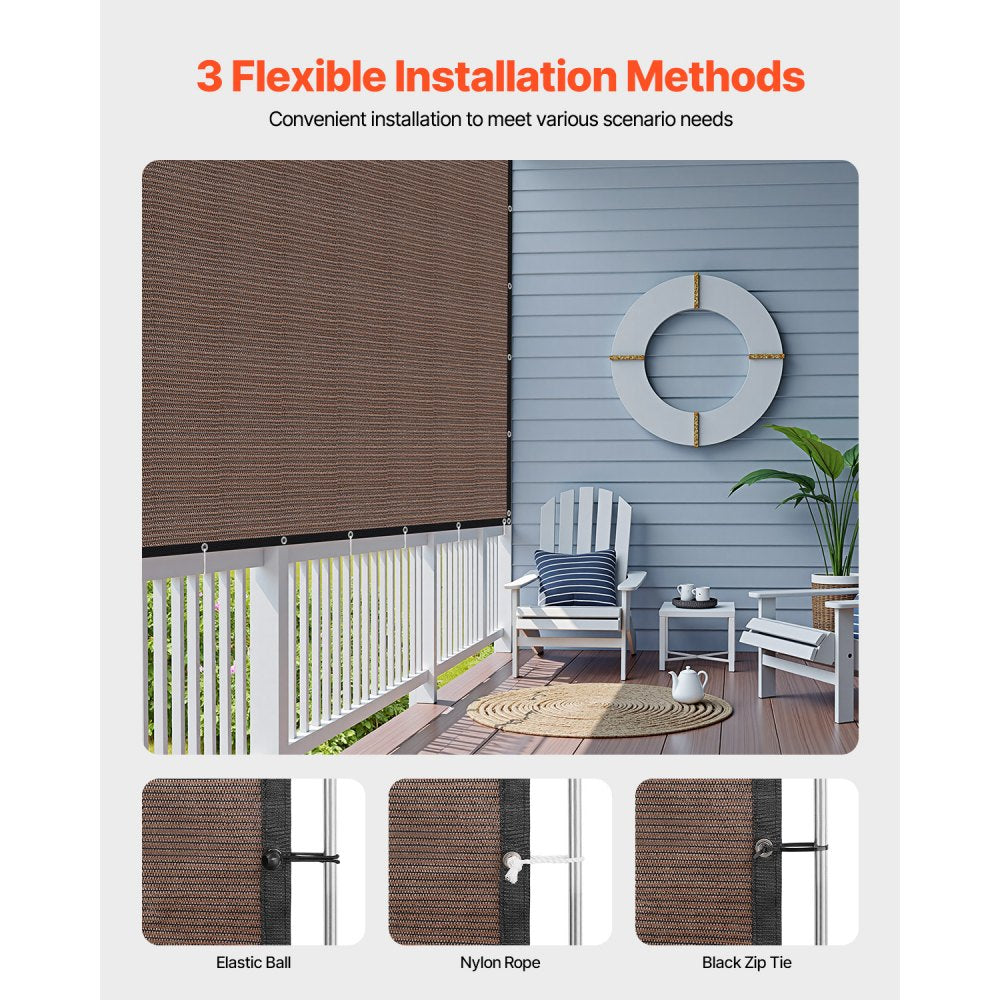 VEVOR 90% Sun Shade Cloth Privacy Screen 244 x 366 cm for Patio Garden (Brown)