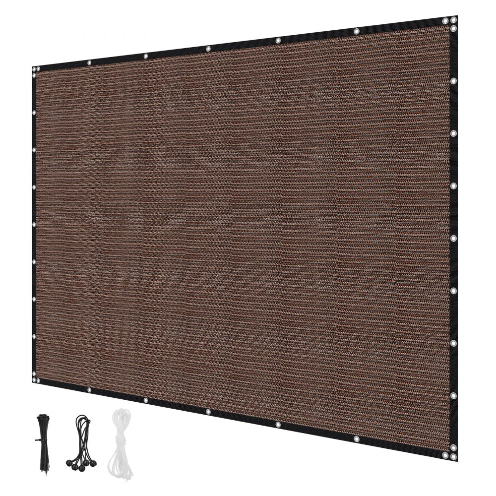 VEVOR 90% Sun Shade Cloth Privacy Screen 244 x 366 cm for Patio Garden (Brown)