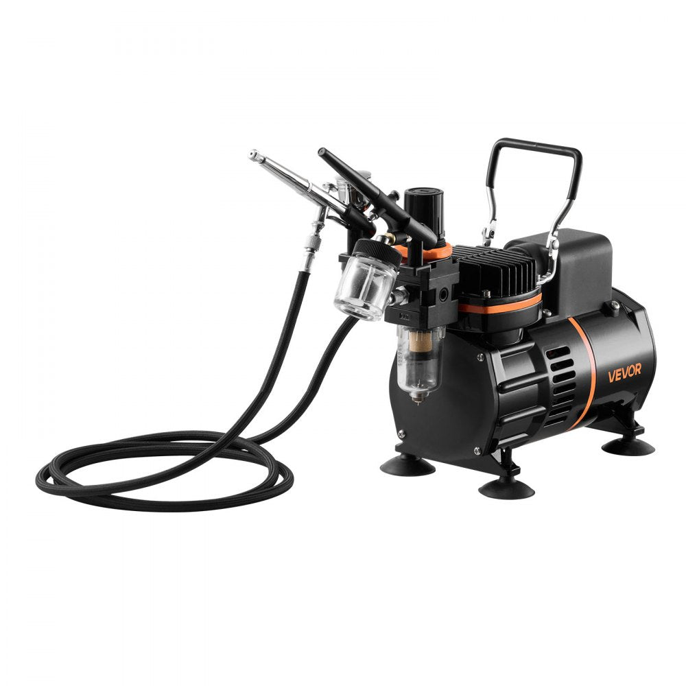 Airbrush Kit Air Brush Kit 1/6 HP Air Compressor 3 Airbrushes 3 Tips 2 Fan
