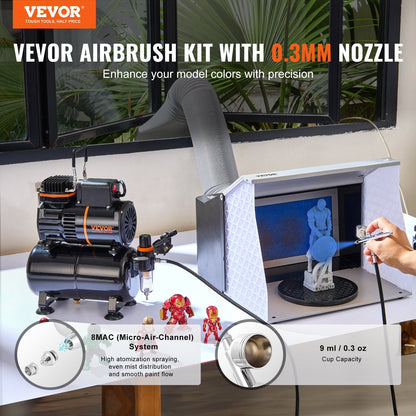 Dual Fan Airbrush Kit with 3.5L Tank, 0.3mm Nozzle, and Accessories Set