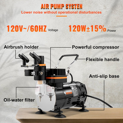 Dual-Action Airbrush Kit with Compressor for Art, Makeup, and Models