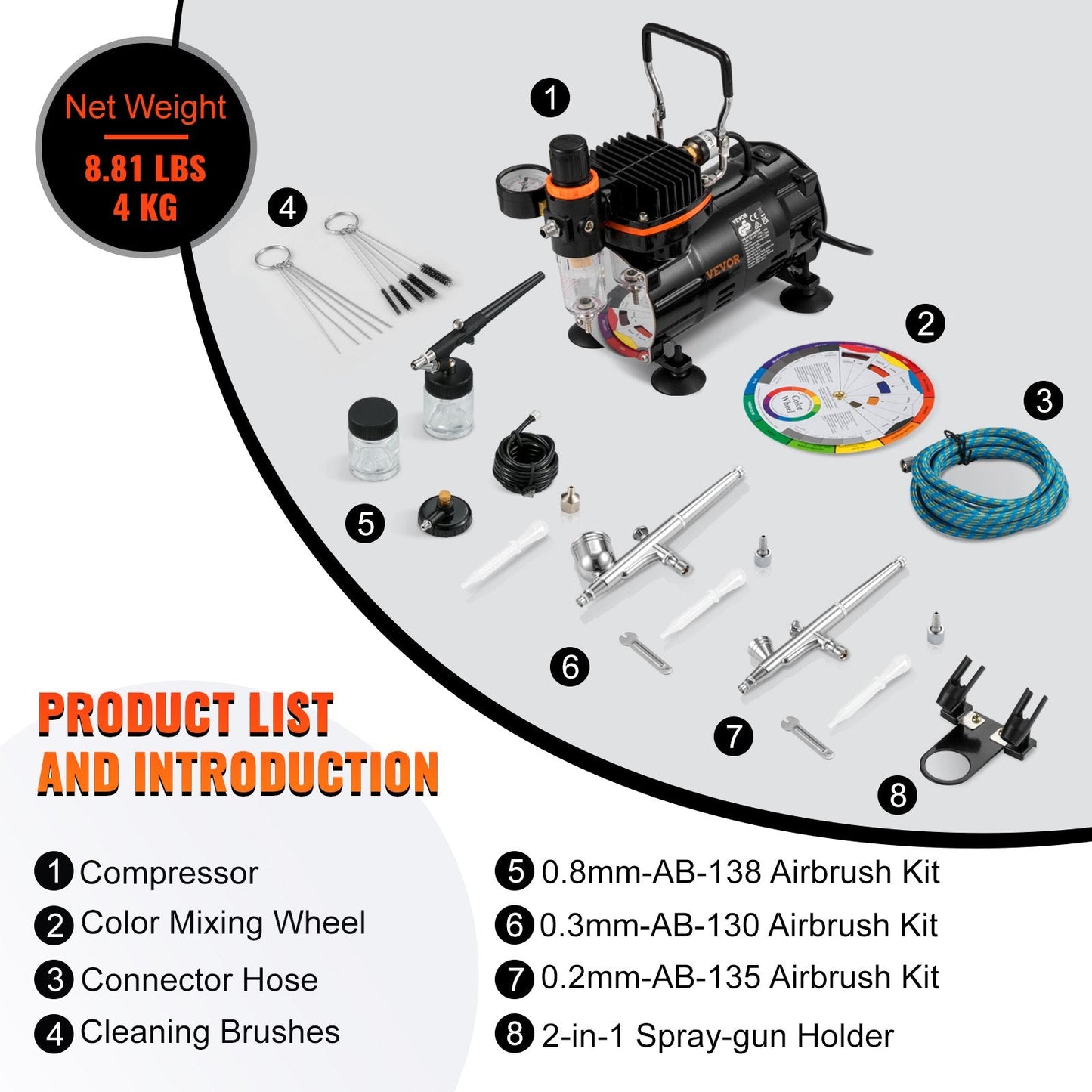 Dual-Action Airbrush Kit with Compressor for Art, Makeup, and Models
