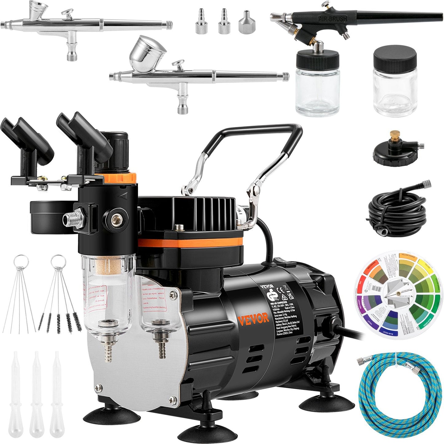 Dual-Action Airbrush Kit with Compressor for Art, Makeup, and Models