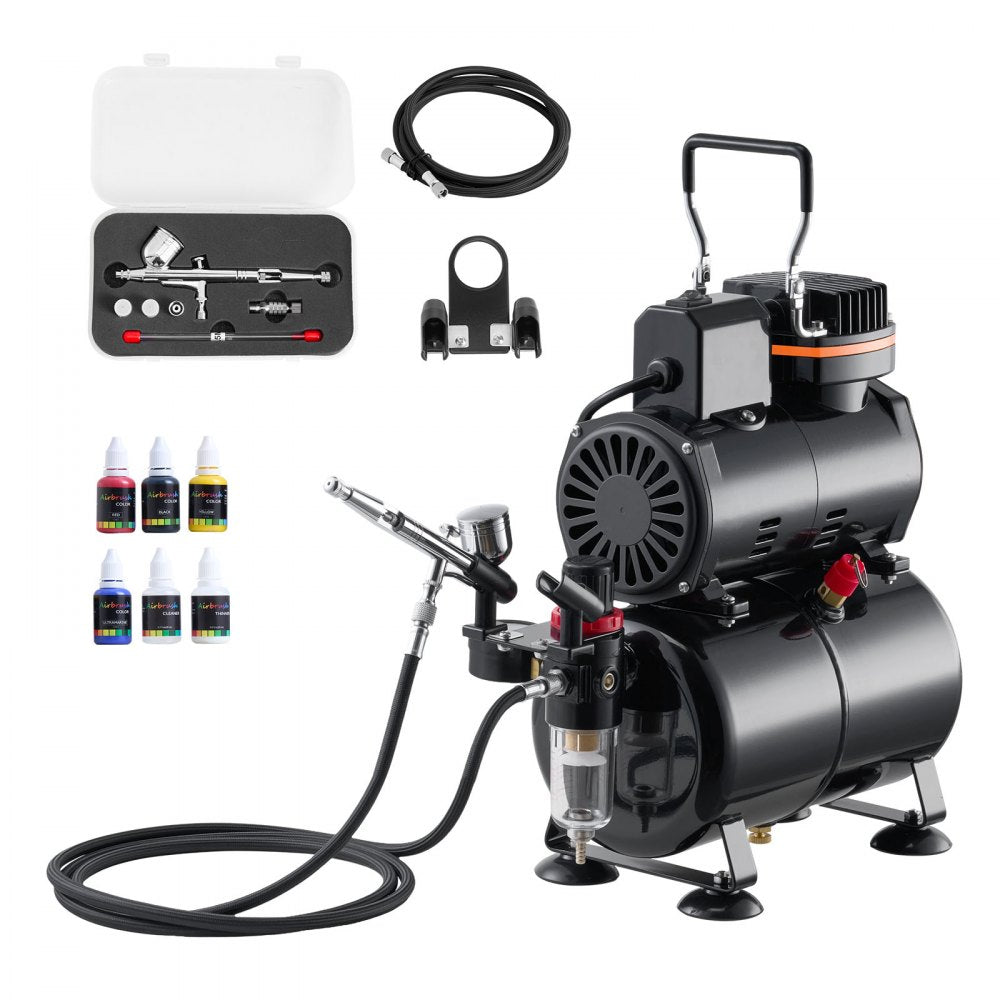 Airbrush Kit Air Brush Kit 1/6 HP Air Compressor Tank 1 Airbrush 3 Tips