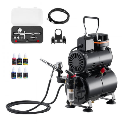 Airbrush Kit Air Brush Kit 1/6 HP Air Compressor Tank 1 Airbrush 3 Tips