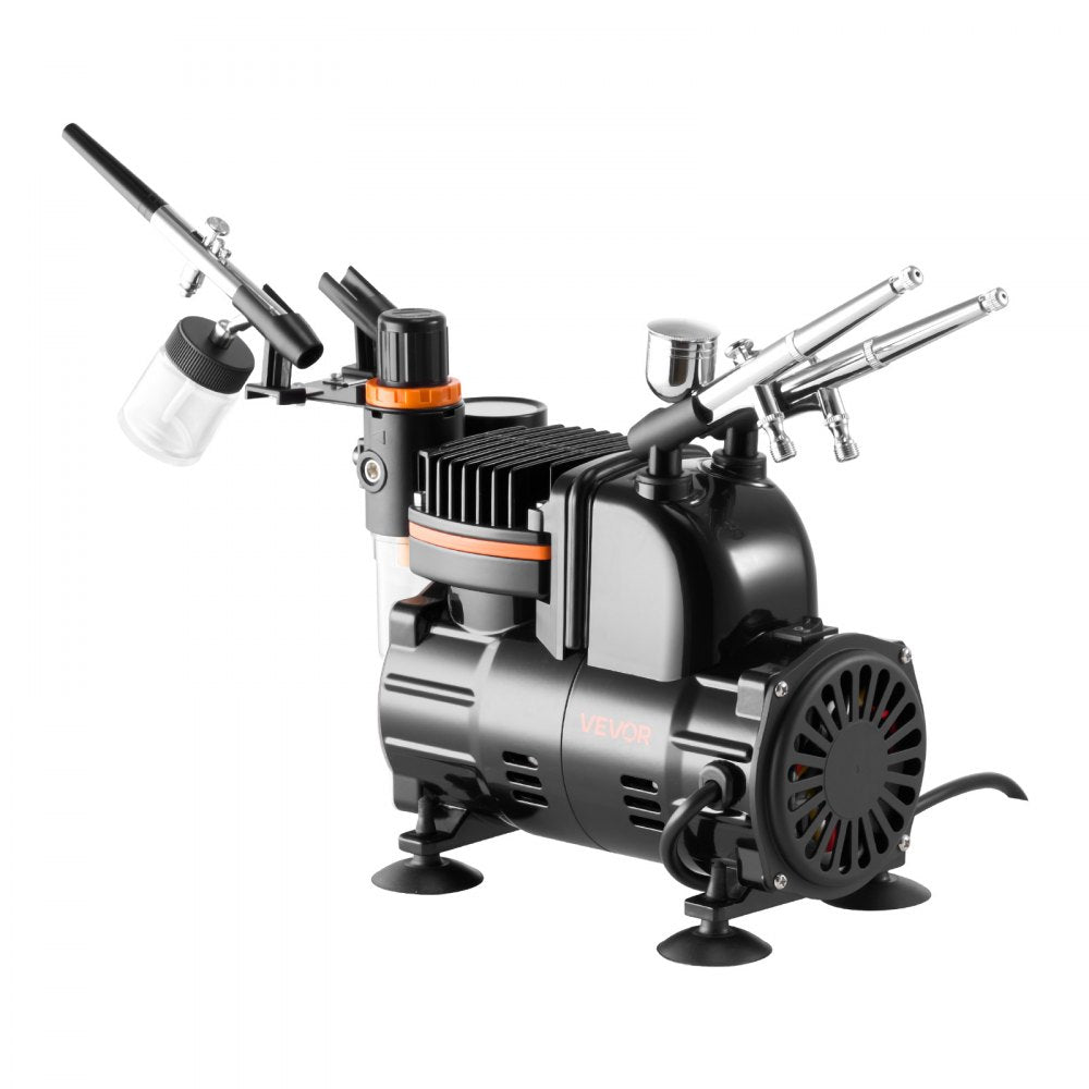 Airbrush Kit Air Brush Kit 1/6 HP Air Compressor 3 Airbrushes 3 Tips Paint