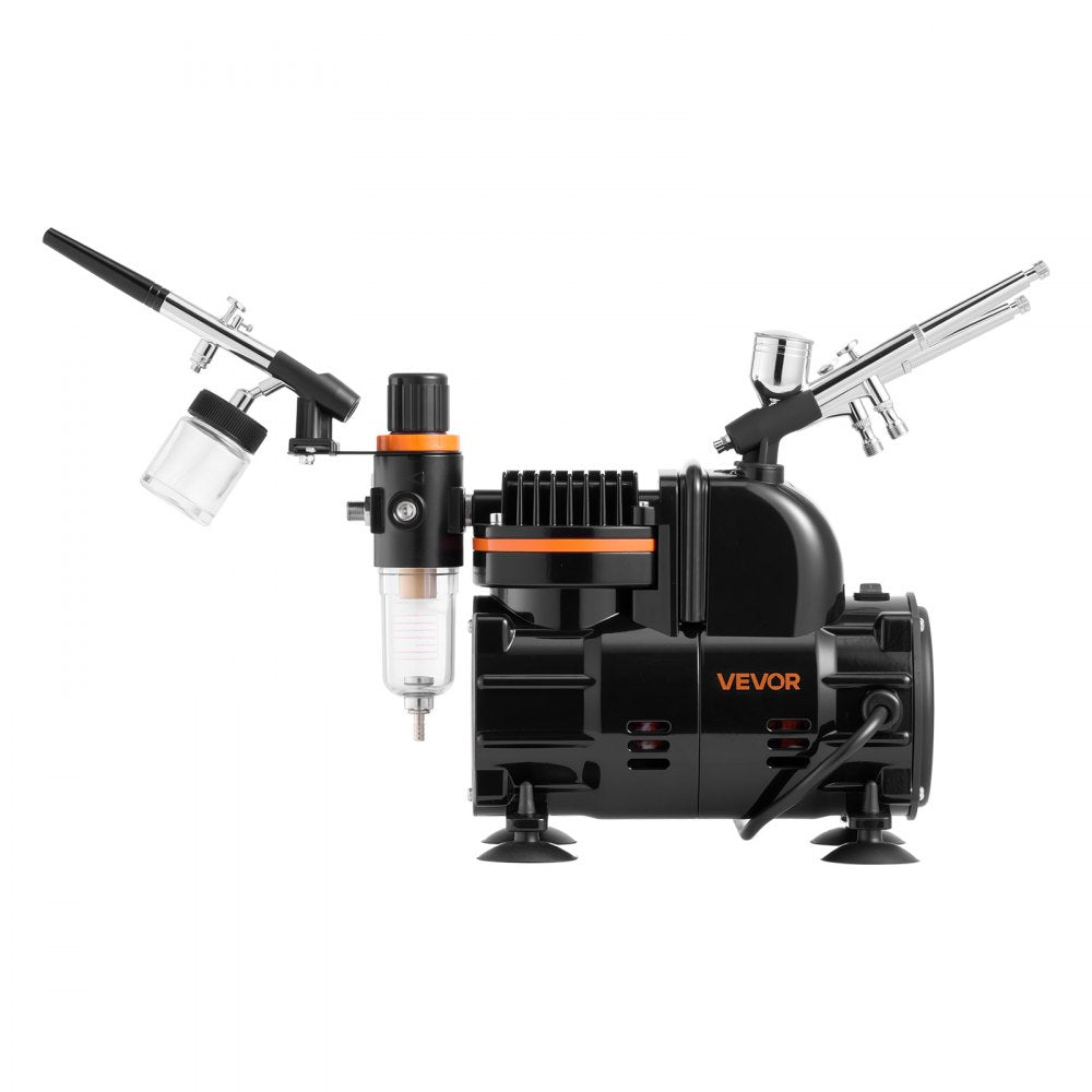Airbrush Kit Air Brush Kit 1/6 HP Air Compressor 3 Airbrushes 3 Tips Paint