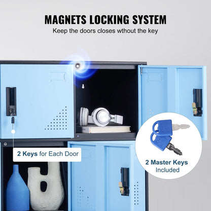 Black Steel 9-Door Storage Cabinet with Lock and Air Vent for Office or Garage