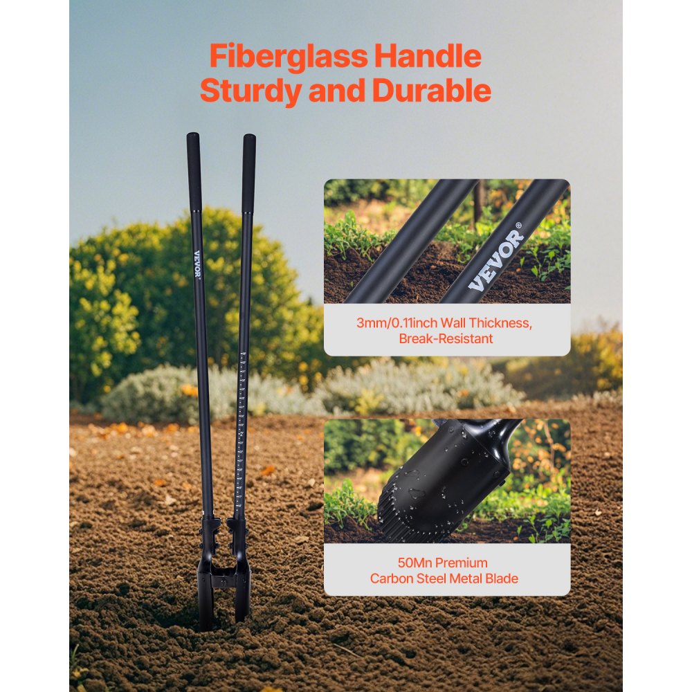 VEVOR Post Hole Digger with Fiberglass Handle Scale Markings 1460mm Hole Digger