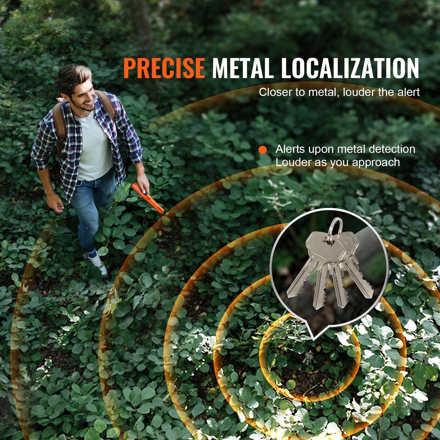 VEVOR Metal Detector Pinpointer, IP68 Fully Waterproof Handheld Pin Pointer Wand,