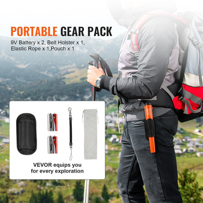 Complete pinpointer kit includes batteries, holster, elastic cord, and pouch for convenient field use
