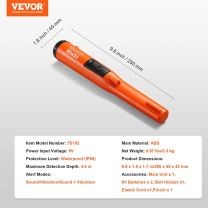 Portable waterproof metal detector wand helps adults and kids search for coins, jewelry, and relics