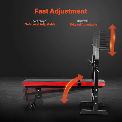 Weight Bench, Adjustable Weight Bench for Full Body Workout, 400lbs Exercise Sit up Bench for Home Gym Strength Training, Weight Bench Press with Quick Folding and Fast Adjustment