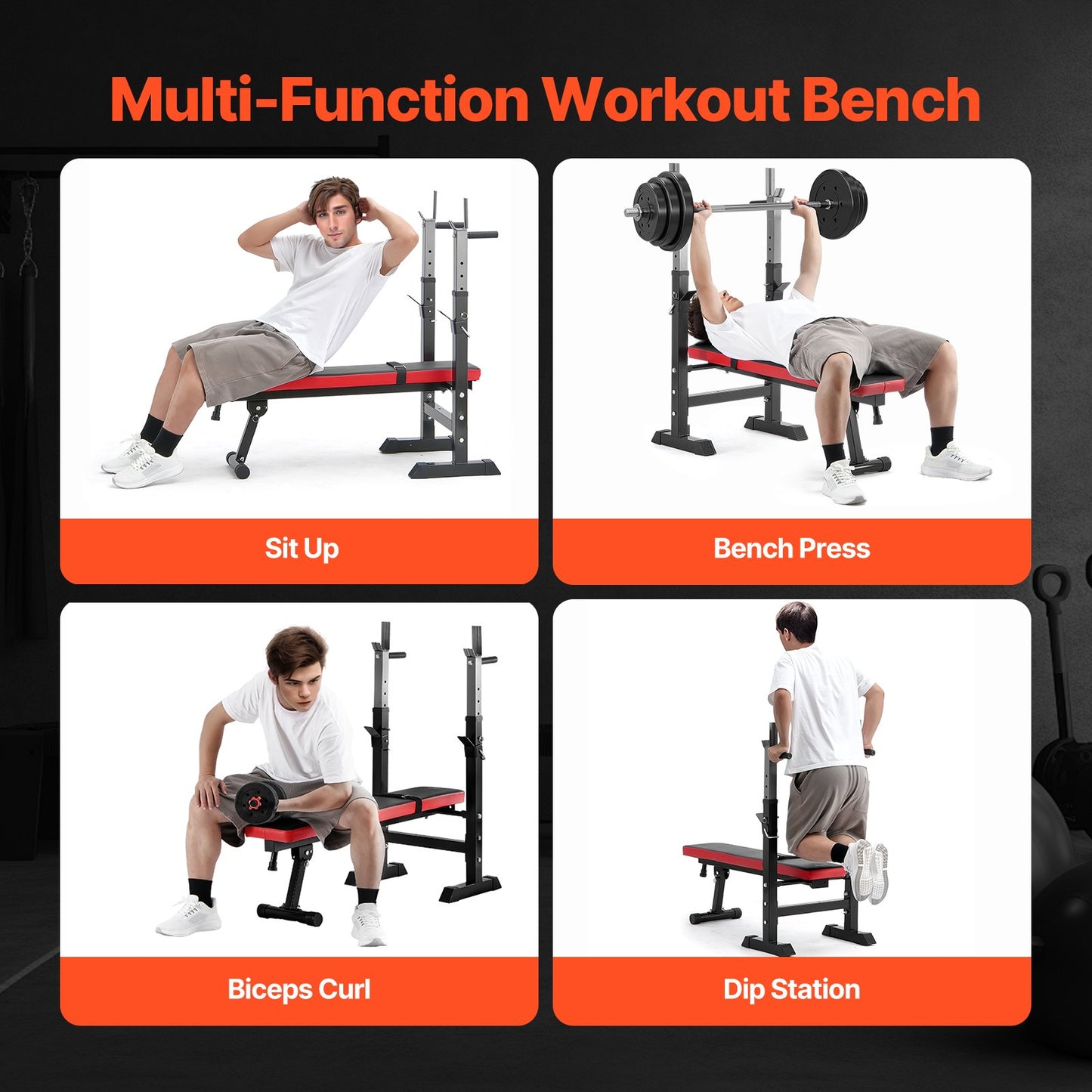 Weight Bench, Adjustable Weight Bench for Full Body Workout, 400lbs Exercise Sit up Bench for Home Gym Strength Training, Weight Bench Press with Quick Folding and Fast Adjustment