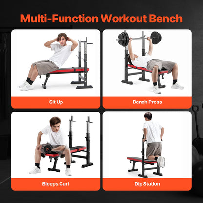 Weight Bench, Adjustable Weight Bench for Full Body Workout, 400lbs Exercise Sit up Bench for Home Gym Strength Training, Weight Bench Press with Quick Folding and Fast Adjustment