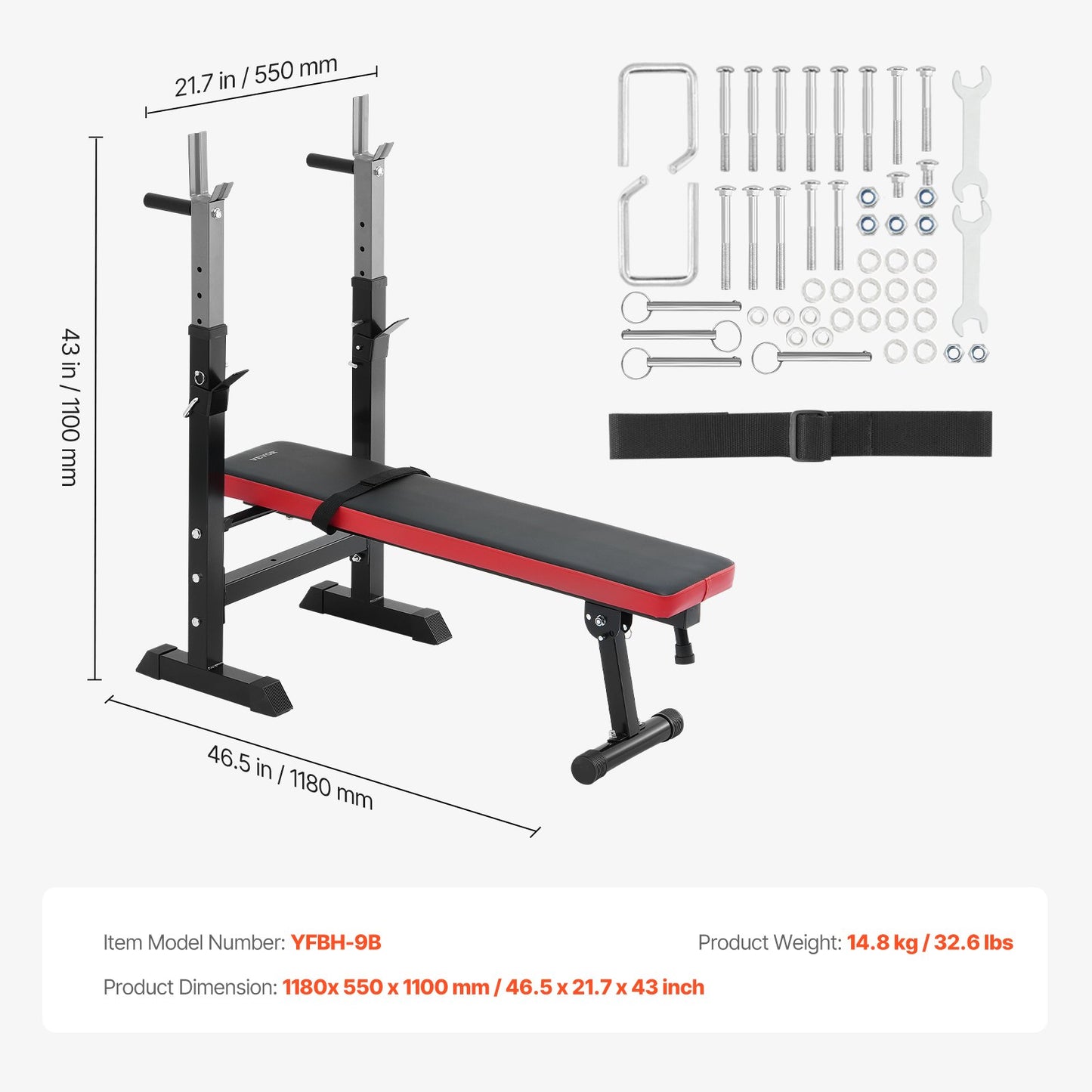 Weight Bench, Adjustable Weight Bench for Full Body Workout, 400lbs Exercise Sit up Bench for Home Gym Strength Training, Weight Bench Press with Quick Folding and Fast Adjustment