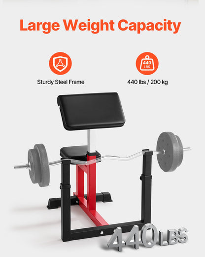 Weight Bench with Leg Extension, Strength Training Benches, Max load 440 LBS Home Gym Bench Fitness Equipment, Seated Arm Isolated Barbell Dumbbell Bicep Station, Workout Bench for Home Gym