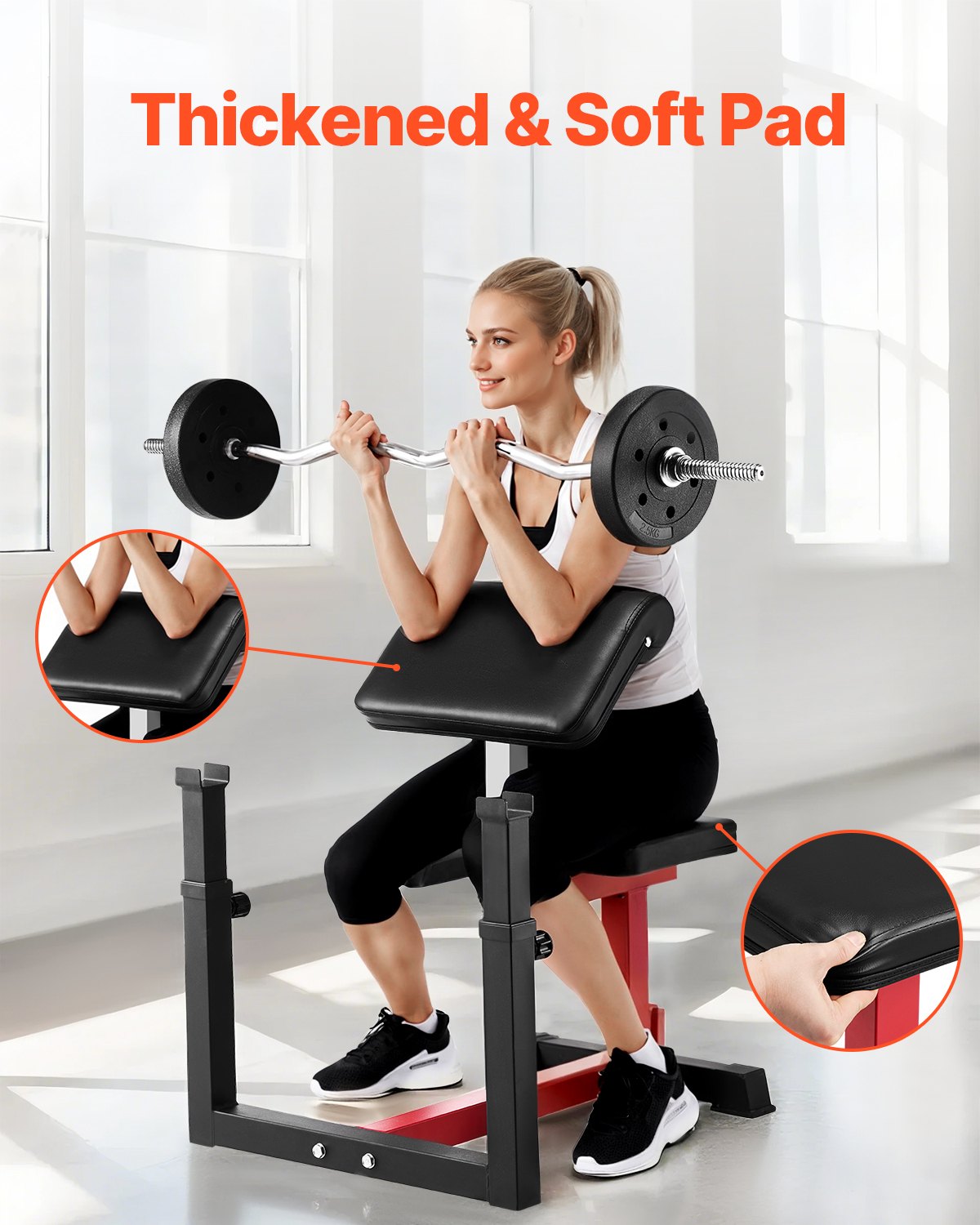 Weight Bench with Leg Extension, Strength Training Benches, Max load 440 LBS Home Gym Bench Fitness Equipment, Seated Arm Isolated Barbell Dumbbell Bicep Station, Workout Bench for Home Gym